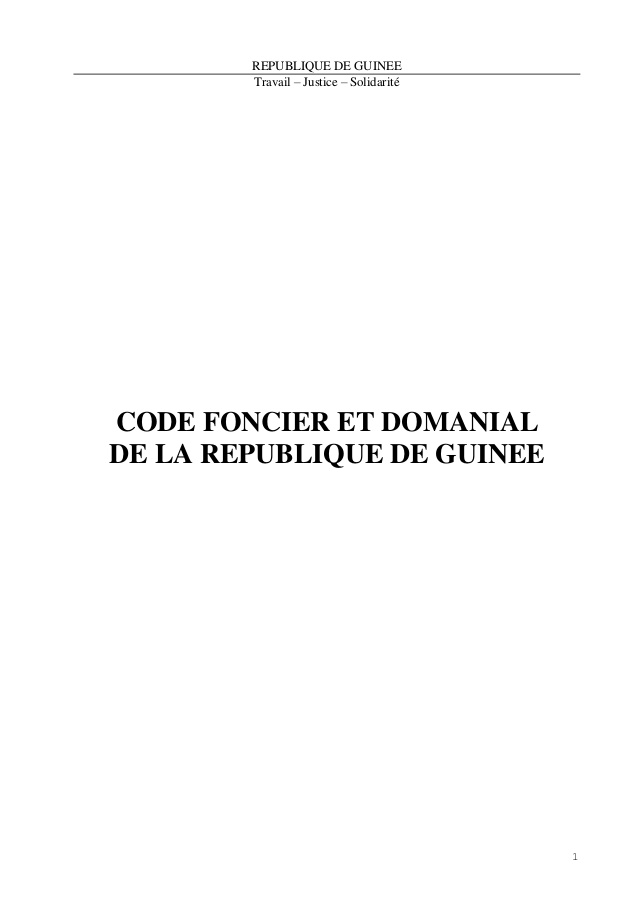Code Foncier et domanial de la Guinée